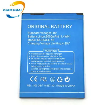 

1PCS New DOOGEE X6 3000mAh Li-ion Battery Replacement For Doogee X6 Pro Cell Phone + Tracking Code