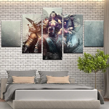 

5 Panel HD Printed Mortal Kombat Characters Canvas Painting On The Wall Pictures For Living Room Poster Modular Pictures