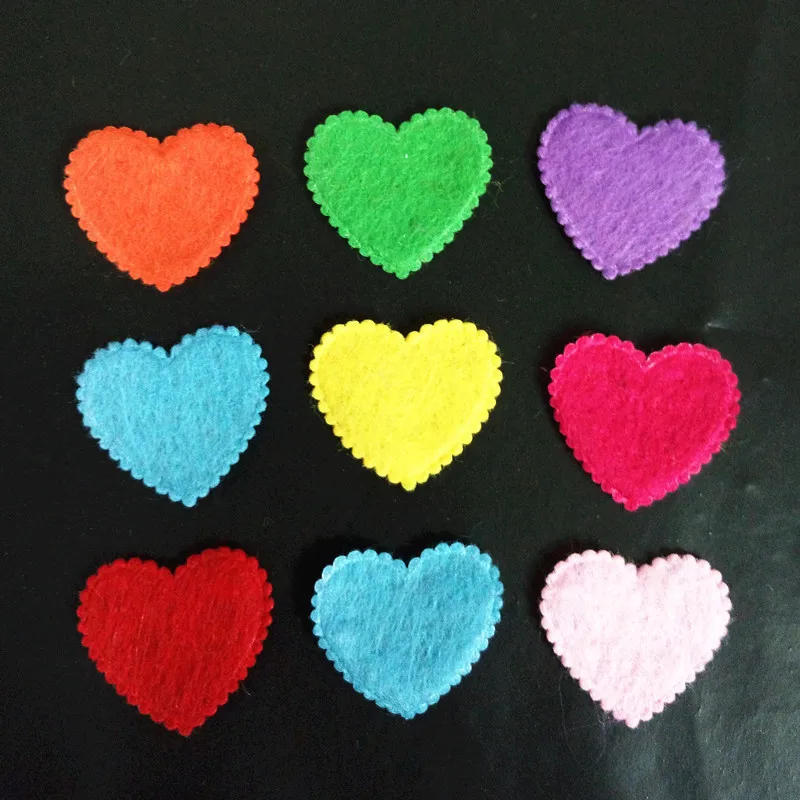 1000PCS/LOT 2cm Non woven patches Heart Felt Appliques DIY craft