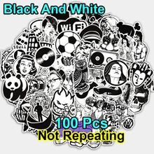 New 100 PCS Black and White Sticker Skateboard Graffiti Decal Toy Laptop Bicycle Motorcyle Car Stying