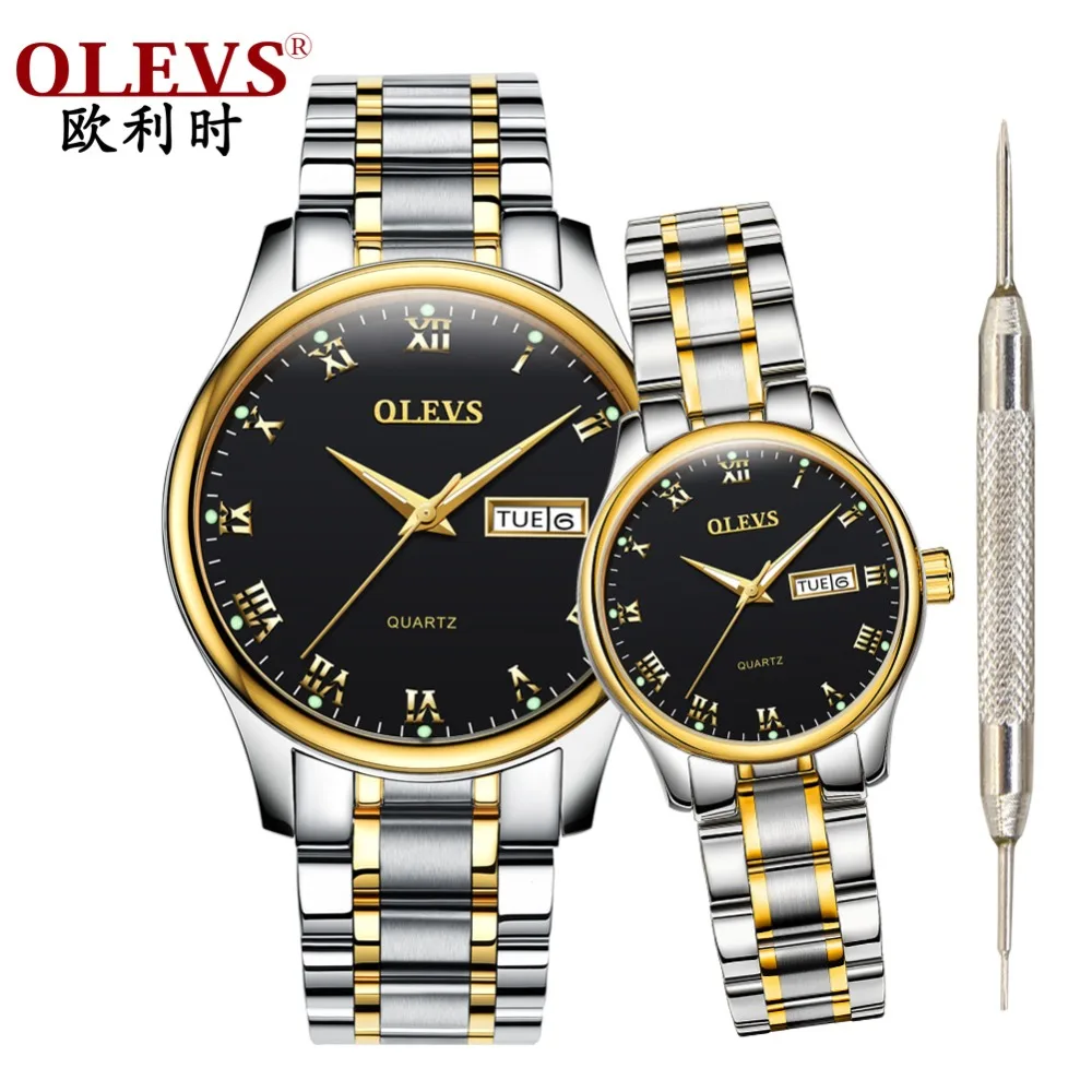 Часы OLEVS для пар женские часы из нержавеющей стали мужские uhr Reloje mujer montre femme