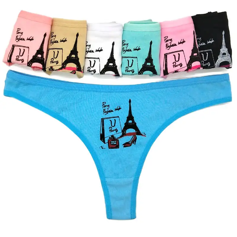 Lot of 600 Low Rise Fashion Print Lady Thong Cotton G String Sexy Lady