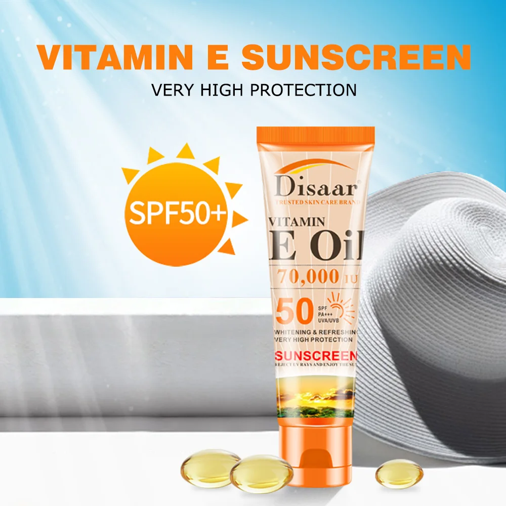 SPF50 Vitamin E Face Body Sunblock Foundation Whitening Sunscreen Cream Skin Protective Cream Oil-control Moisturizing Body Care