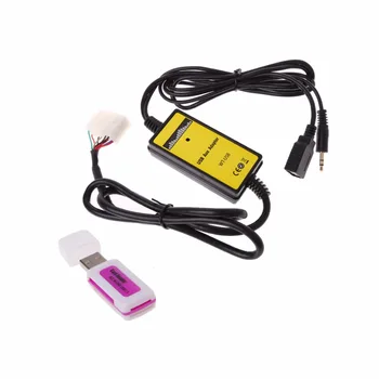 

Car USB 3.5mm MP3 Music CD Player Interface Adapter AUX In Input With Card Reader For Toyota Lexus 5+7Pin jack input New