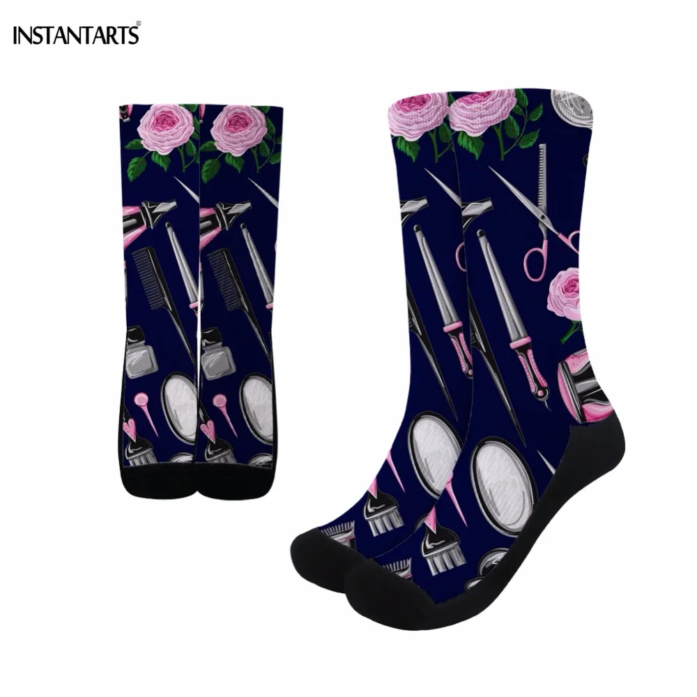Kawaii para Mulheres Equipamentos de Cabeleireiro Barbeiro de Impressão Meias de Ginástica ao ar Instantâneos Cylcing Meias Esportes Femininos Livre Atlético Bicicleta –