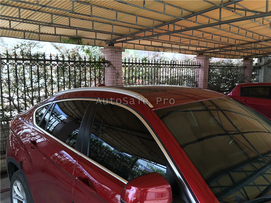 ل BMW X6 2009-2017 الألومنيوم سبائك الفضة أعلى سقف القضبان رف الجانب القضبان الديكور تقليم سيارة التصميم ل BMW X6 2009-2017 الألومنيوم سبائك الفضة أعلى سقف القضبان رف الجانب القضبان الديكور تقليم سيارة التصميم