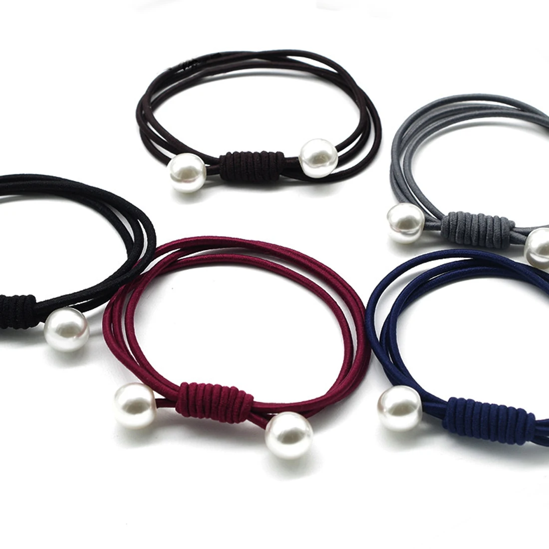 

Women 6Pcs/Lot Girls Sweet Pearl Three Layer Elastic Hair Bands Handmade Rings Ropes Tie Hair Accessories Jewelry Headband