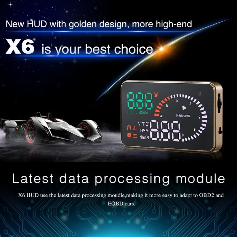 3inch hud obd2 II car head up display x6 Overspeed Warning System Projector Windshield Auto Electronic Voltage Alarm Universal