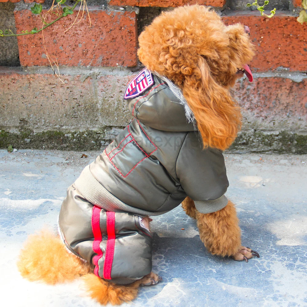 Лыжный костюм для собак зимняя одежда для домашних животных теплые жакеты для собак меховые толстовки для собаки костюм большая куртка для собаки Анорак хлопковая куртка с американским значком