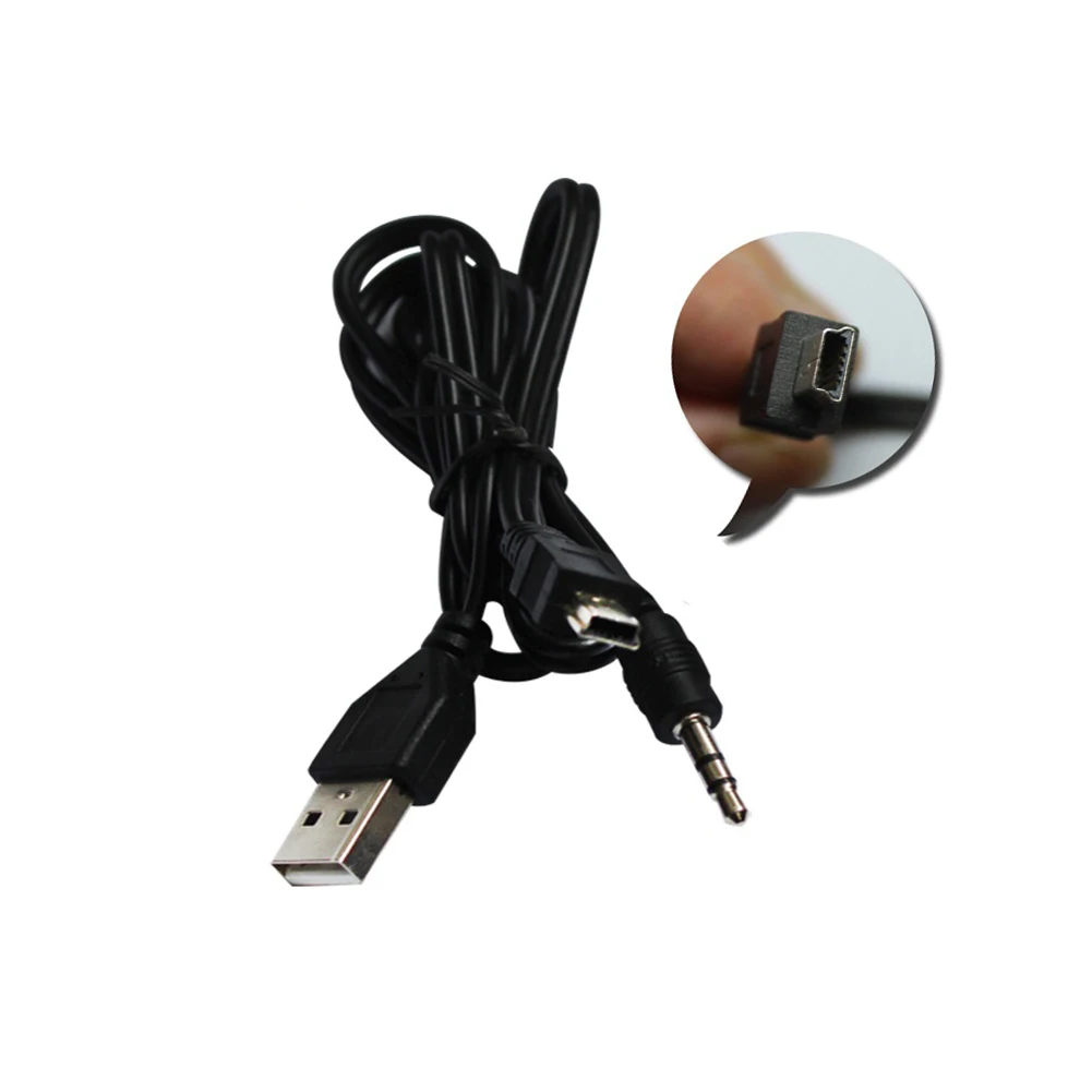 

2 In 1 USB Male Mini USB 5 Pin+3.5MM AUX Cable AUX And Charger 2 In 1 Cable For Portable Speakers #21