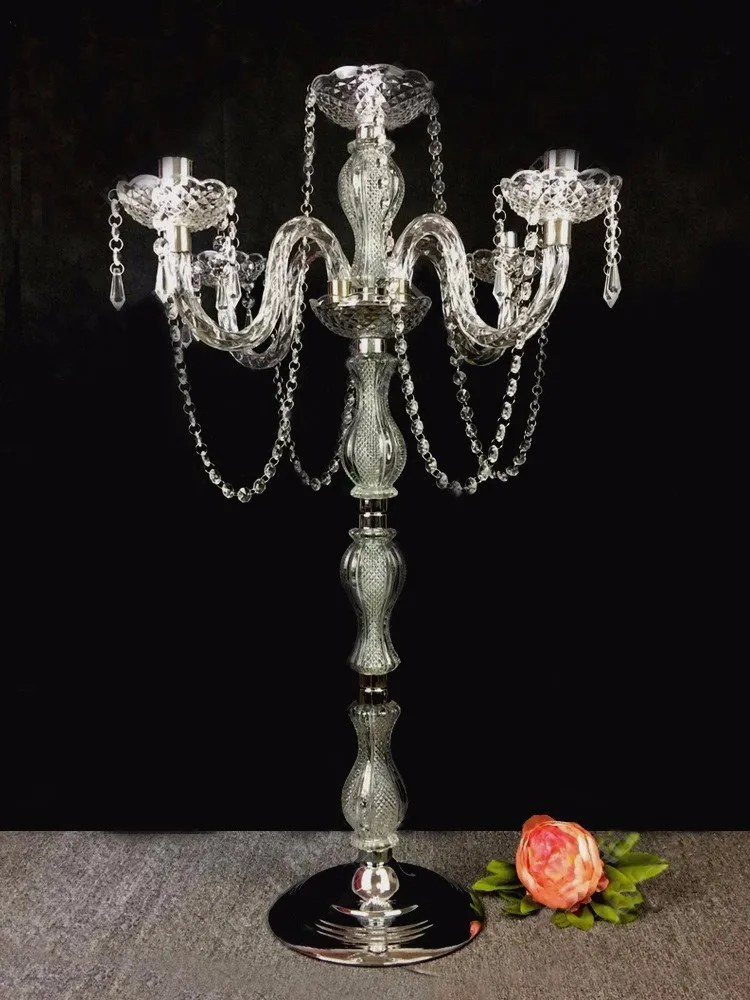 New-design-90cm-H-Acrylic-5-lights-alloy-wedding-candelabras-with-crystal-pendants-silver-plated-candle (1)