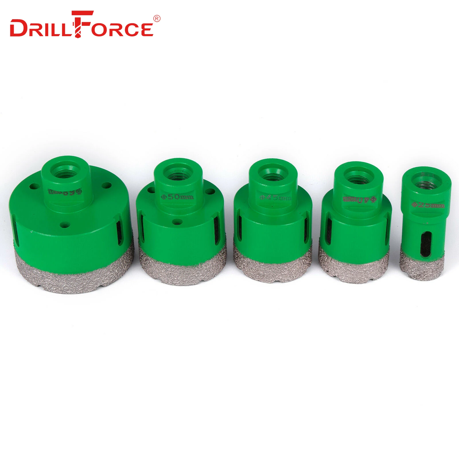 Набор пил с алмазными отверстиями Drillforce 5 шт. 25/40/45/50/68 мм M14 прочный карборунд