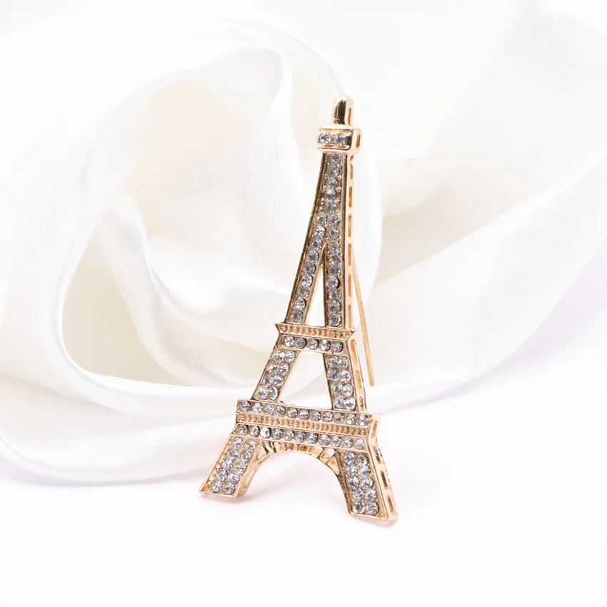 

New Fashion Romantic Paris Eiffel Tower Crystal Brooches Commemorative Brooch Pin Christmas Birthday Halloween Gift Jewelry A654