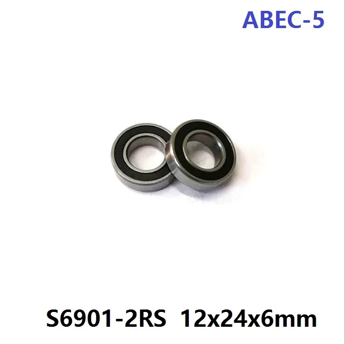 20 штук ABEC-5 S6901-2RS S6901RS Нержавеющая сталь подшипники 12x24x6 мм радиальный шарикоподшипник 12*24*6 мм 6901 2RS 6901-2RS 6901RS