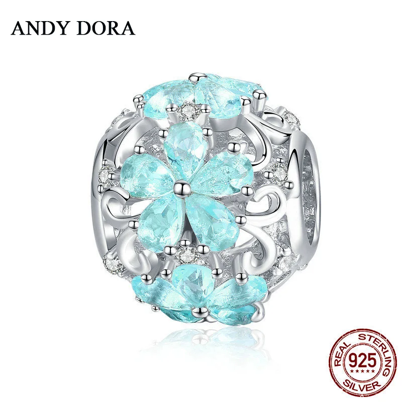

2019 New Style Winter Blue Snowflake Bead S925 Sterling Silver Original Charms fits Cute Woman Zircon Beads For Jewelry Making