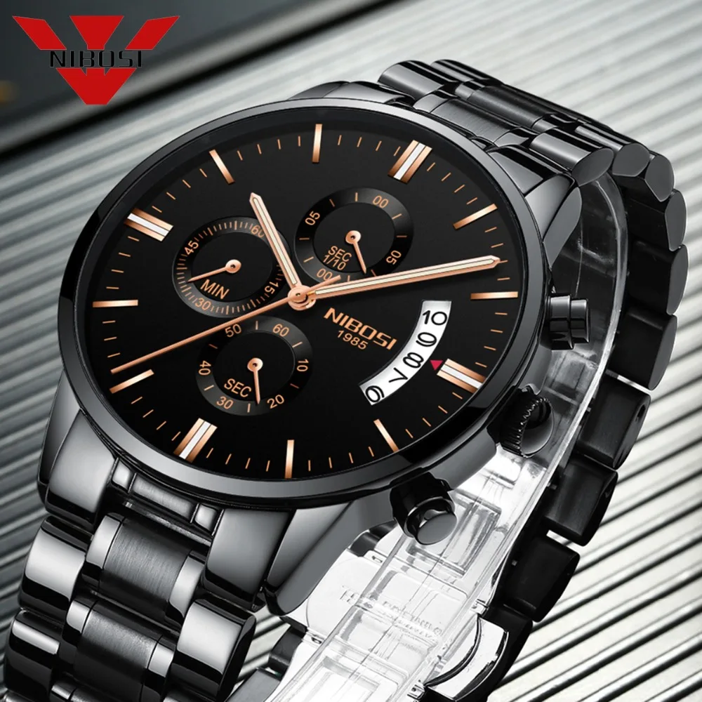  NIBOSI Luxury Brand Men Army Military Watches Men's Quartz Date Clock Man Sports Wrist Watch Relogi