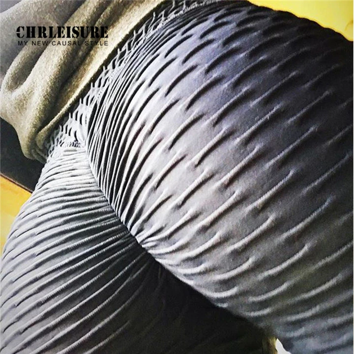 CHRLEISURE Fitness Black Leggings Women Polyester Ankle-Length Standard Fold Pants Elasticity Keep Slim Push Up Female Legging