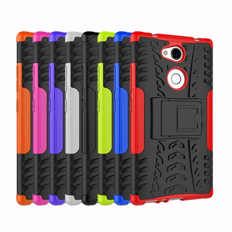 Silicon + Plastic 2 in 1 Dual Layer Shockproof Stand Phone Protection Case Cover For Sony Xperia L2 |