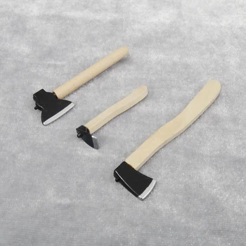 

12set 1/12 Dollhouse Miniature Accessories Mini Axe Hoe Simulation Miniature Farm Tools Ax Model Toy for Doll House Decoration