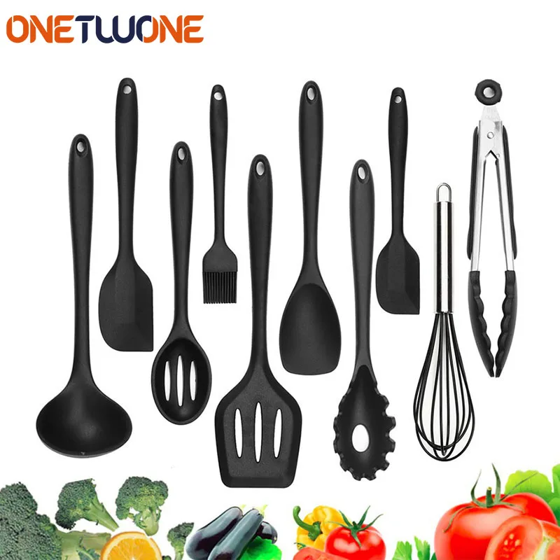 

Kitchen Tool Silicone Non-Stick Kitchen Utensils Spoon Spatula Ladle Egg Beaters Utensils Baking BBQ Cooking Tool Set