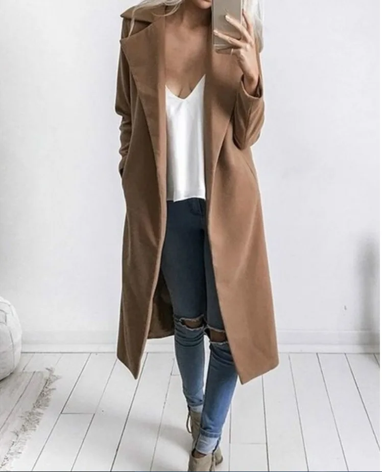 

Open Stitch Winter Fashion Wool Coats Casual Wool Blend Coat and Jacket Elegant Coat Femenino