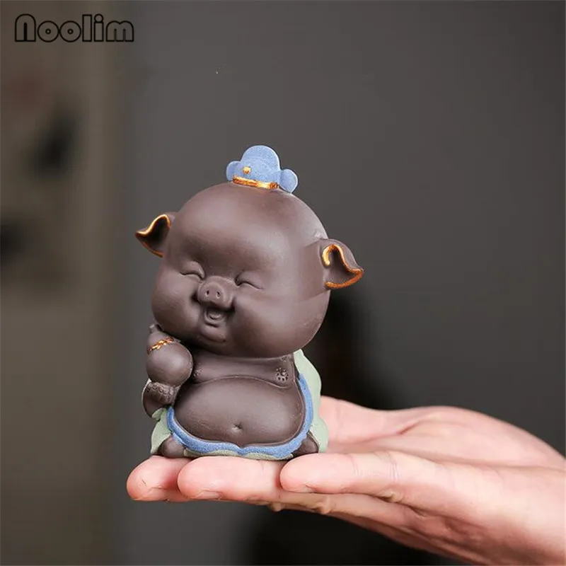 

Purple Clay Lovely Laughing Animal Ornament Small Tea Pets Boutique Tea Table Decoration Accessories