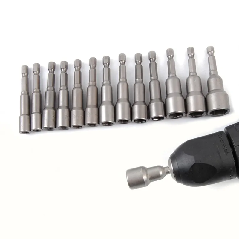 10 шт.. набор магнитных гаек с метрическим гнездом 1/4 &quotHex power Drill Bits 6 мм ~ 15 Hex Socket Sleeve