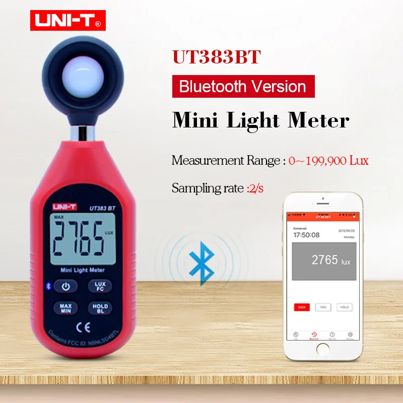 

UNI-T UT383BT Digital Luxmeter Bluetooth Mini Light Meter Environmental Testing Equipment Handheld Type Luxmeter Illuminometer