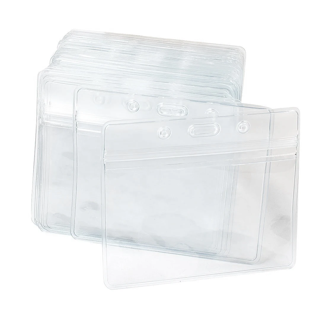 

Plastic Horizontal Name Tag Badge ID Card Holders, 50-Piece, Clear