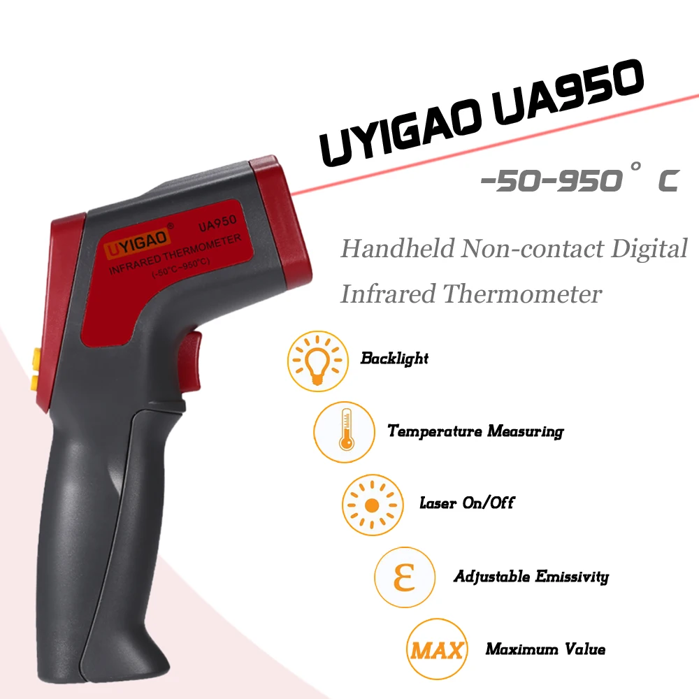 

UYIGAO UA950 Digital LCD Infrared IR Thermometer Temperature Tester Pyrometer thermometre infrarouge termometro infrarrojo