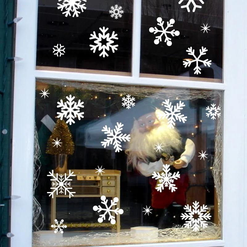 CH-59 Christmas and Xmas Snowflake Flakes Frozen Window Glass Wall Sticker Layout Window Decorative Wall Sticker Window Grilles