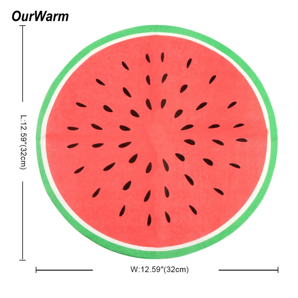 OurWarm 20 шт. детские бумажные салфетки для вечеринки одноразовая посуда Арбузные