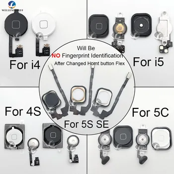 

5pcs / Lot Home Button With Flex Cable for iPhone 4 4S 5 5S 5C SE 6 6P Plus Replacement Assembly 100% New High Quality Test OK