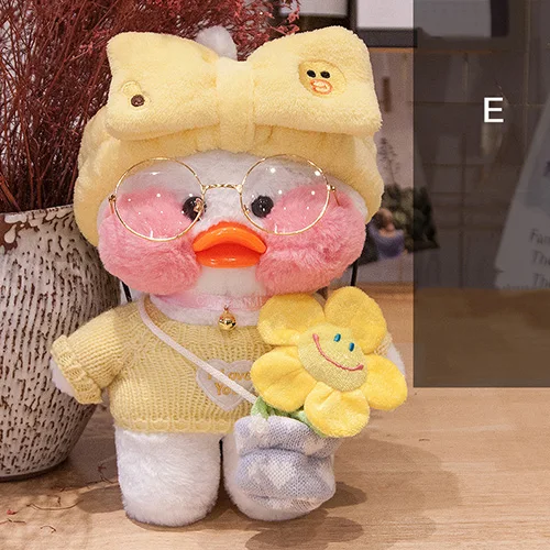 Счастливая обезьяна 30 см плюшевые животные куклы игрушки милая мягкая плюшевая утка кукла подарок на день рождения игрушка для детей Взрослые - Цвет: Yellow F