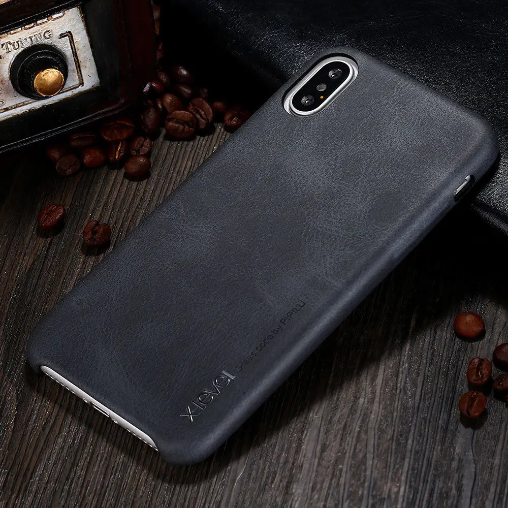 

For iPhone XS Max XR 11 Pro 7 8 Plus Genuine X-LEVEL Luxury Business Retro Leather Slim Back Case Cover