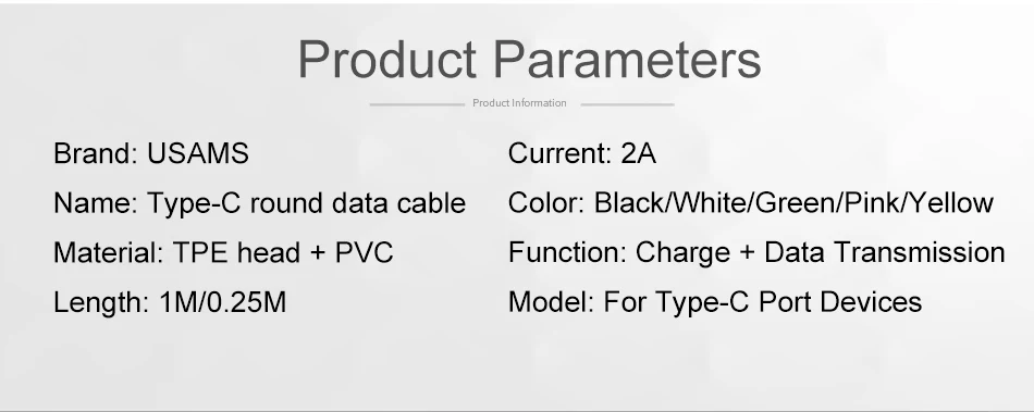 USAMS usb type-c кабель для Xiaomi 6 зарядное устройство кабель для мобильного телефона USB кабель для samsung s9 s8 Oneplus кабель для быстрой зарядки