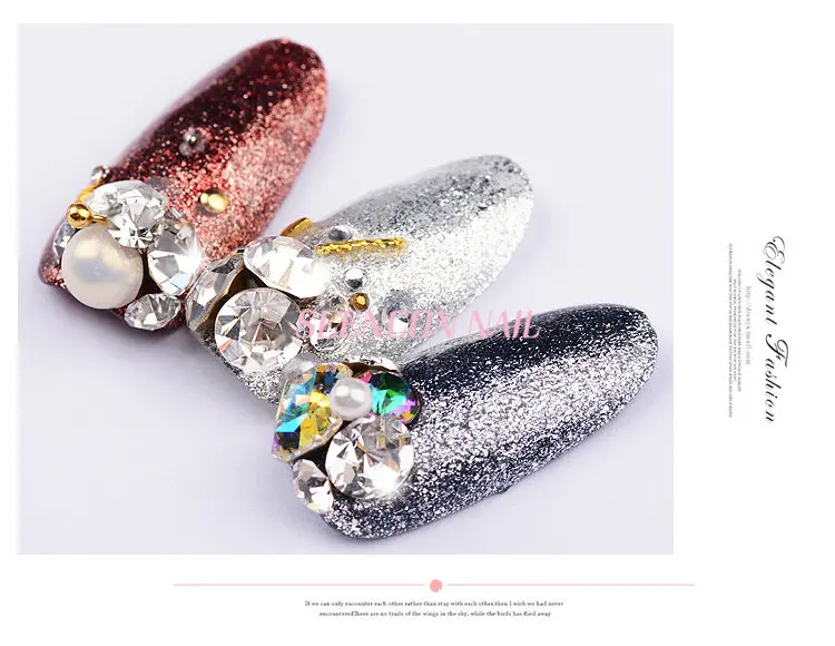 Vidro da Arte do Unha Diamante de Cristal Japanese Unha Moda Cores Aleatórias Mistura Pointy Volta Rhinestone Glitter Conjunto Art 12 18 Beleza e saúde
