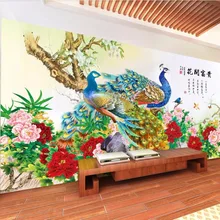 Пользовательские фото 3d настенная ткань китайская роспись на шелке вышивка крестом цветок ТВ фон стены гостиной 3d стереоскопическая печать stof