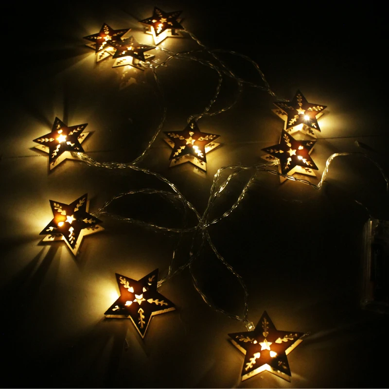 2.5 m Batería LED Estrella de Madera decorativas luces de hadas luces De Navidad luces de cadena garland decoración luminaria iluminación interior