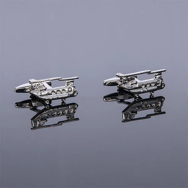 New High Quality Mens Design Airplane Cufflinks Helicopter Aircraft Cuff Links For Business Shirt Wedding Gift Free Shipping - Окраска металла: 156130