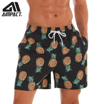 

Aimpact Mens Board Shorts Pinapple Quick Dry Summer Beach Swim Shorts Fashion New Surf Hawaii Mesh lining Liner Trunks AM2192