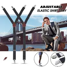 Пара Y-style Рубашка Остается регулируемой эластичной подвязки ремень Нескользящие зажимы y-образные подтяжки для мужчин и женщин
