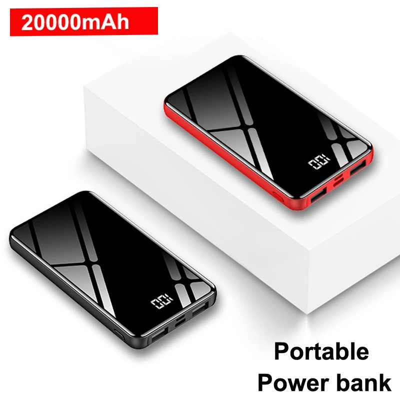 

20000mAh Portable Mini Power Bank Fast Quick Charging Mirror Screen Powerbank For Xiaomi mi 9 External Battery Charger Poverbank