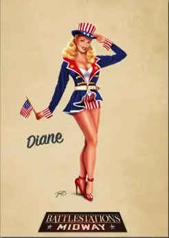 Винтажный Шелковый плакат декоративной живописи для девочек diane 24x36inch | Дом и сад