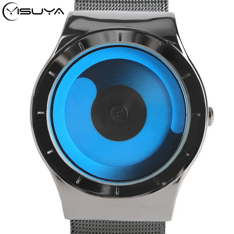 

Mens Watches Male Fashion Stainless Steel Strap Quartz Sport Wristwatch Creative Cool Blue Ocean Style Student Relogio Masculino