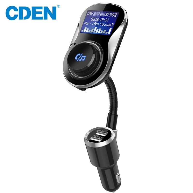 Беспроводной FM передатчик Bluetooth аудио адаптер автомобильный комплект с двумя usb зарядными портами 1,4 дюймов Большой ЖК-дисплей громкой связи