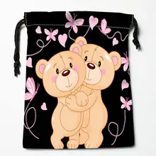 Высококачественная изготовленная на заказ сумка для хранения с завязкой в виде медведя Подарочная атласная сумка 27x35 см компрессионные сумки