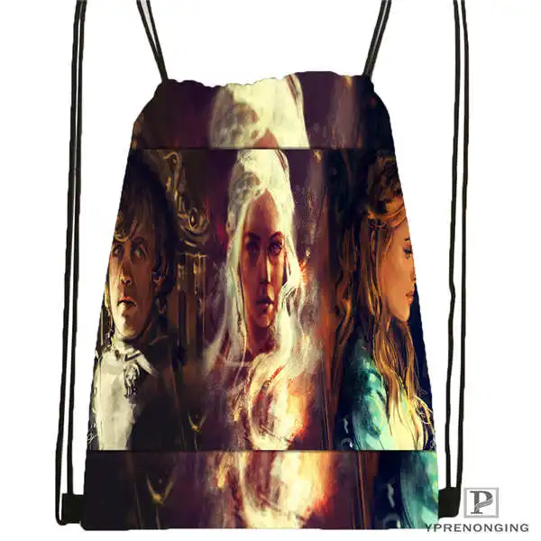Drawstring Backpack Пользовательская Игра престолов походная сумка на шнурке милый рюкзак для детей(черная спина) 31x40 см#180611-01-29 - Цвет: Drawstring Backpack