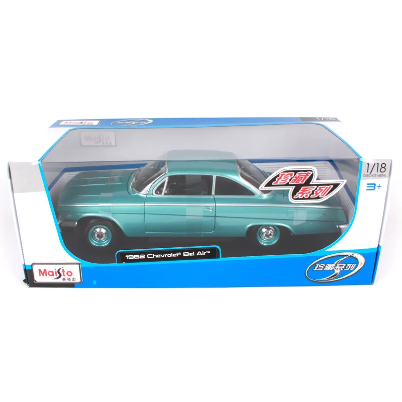 Maisto 1:18 1962 chevrolet bel air blue литой автомобиль 290*105*82 мм роскошные модели классических