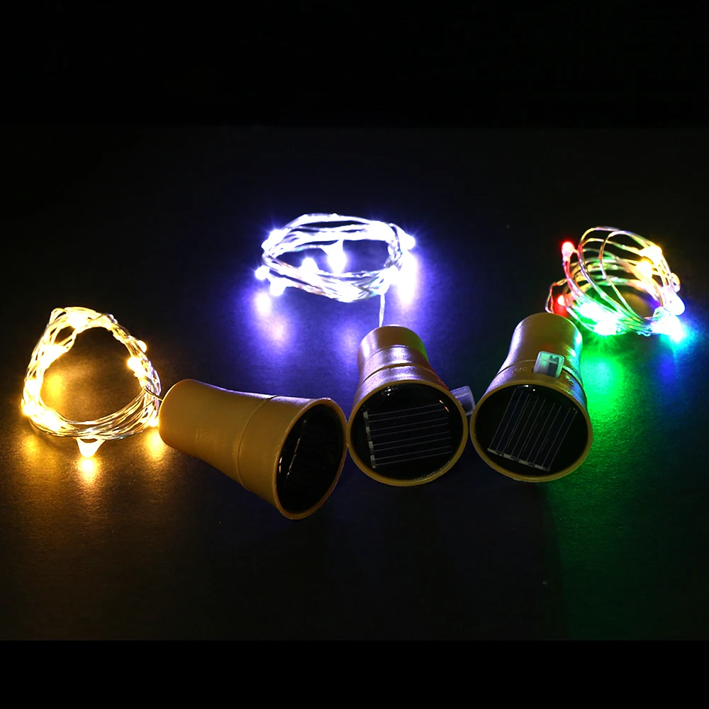 

1Pc New Fashion Solar-powered Wine Bottle Cork-shaped String Starry Light 10 LED Night Fairy Light Lamp Xmas HQ